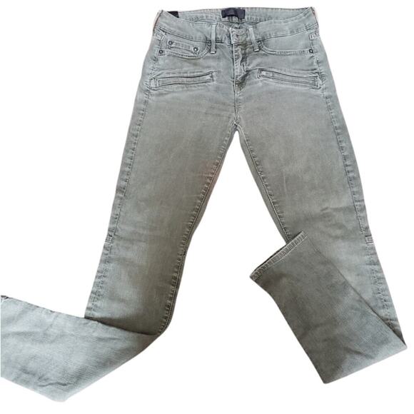 VINCE MULTI POCKET ZIP FRONT GREEN SKINNY JEANS SIZE 27 - Picture 1 of 6